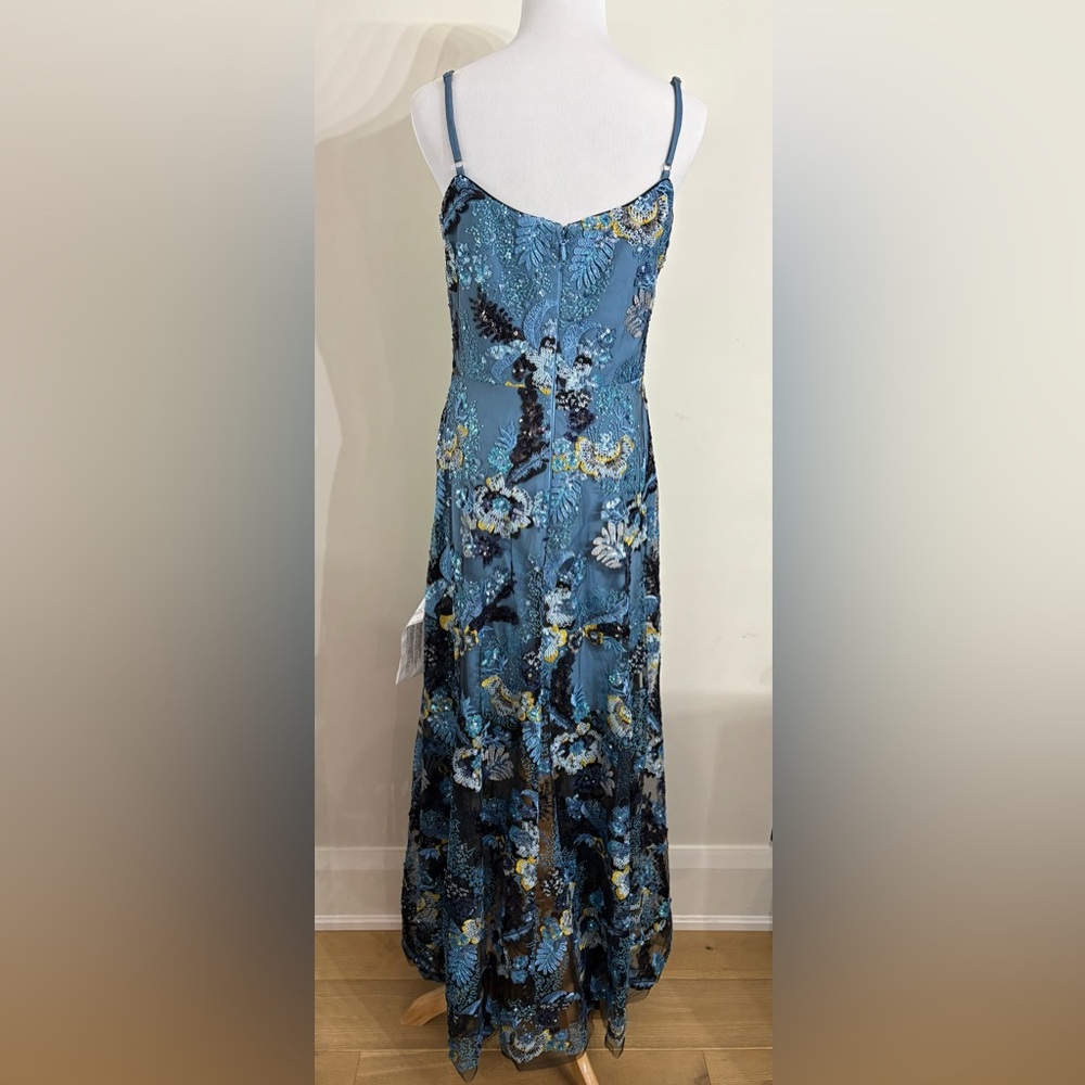 Dress The Population Umalina Sequin Floral Fit & Flare Gown Blue Sz M - Picture 10 of 14